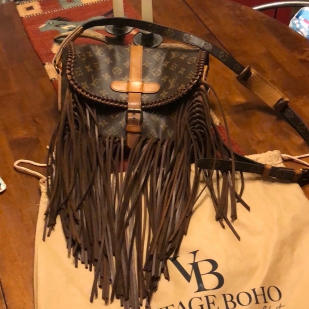 Vintage Boho LV fringe crossbody